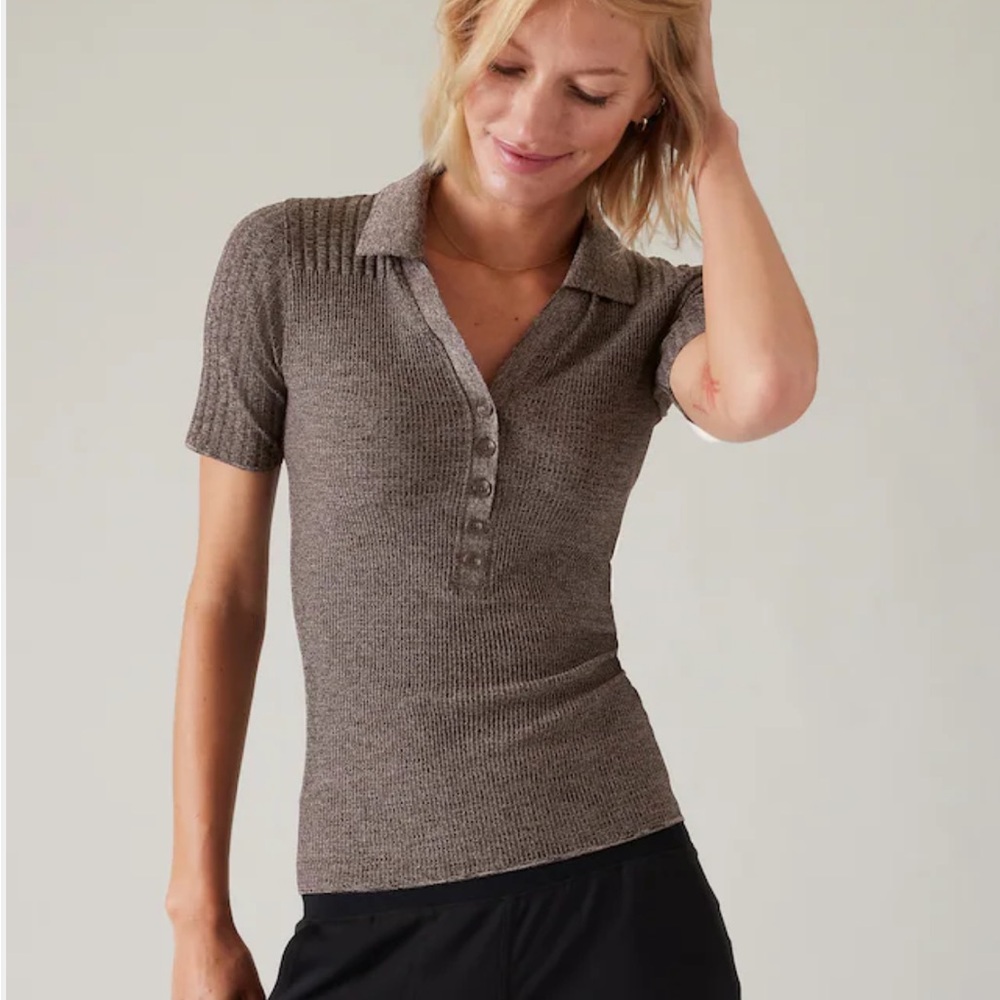 Athleta Luxe seamless polo tee